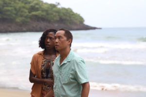 (from left) Patricia (Nikki Amuka-Bird) and Jarin (Ken Leung) in Old, written for the screen and directed by M. Night Shyamalan.