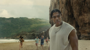 Aaron Pierre as Mid-Sized Sedan in Old, written for the screen and directed by M. Night Shyamalan.